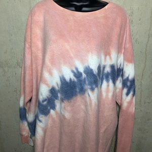 Wild Fox T-dye fuzzy crew neck sweater.